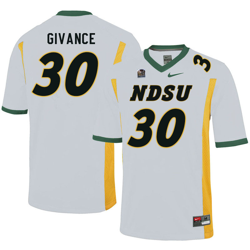 Men #30 Darius Givance North Dakota State Bison College Football Jerseys Sale-White
